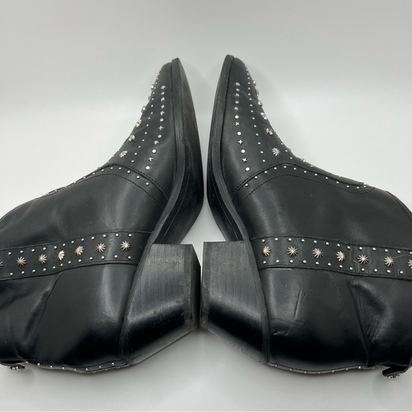 Sam Edelman Brian Black Leather Western  Star Studded Ankle Booties Size 9 - Picture 8 of 11